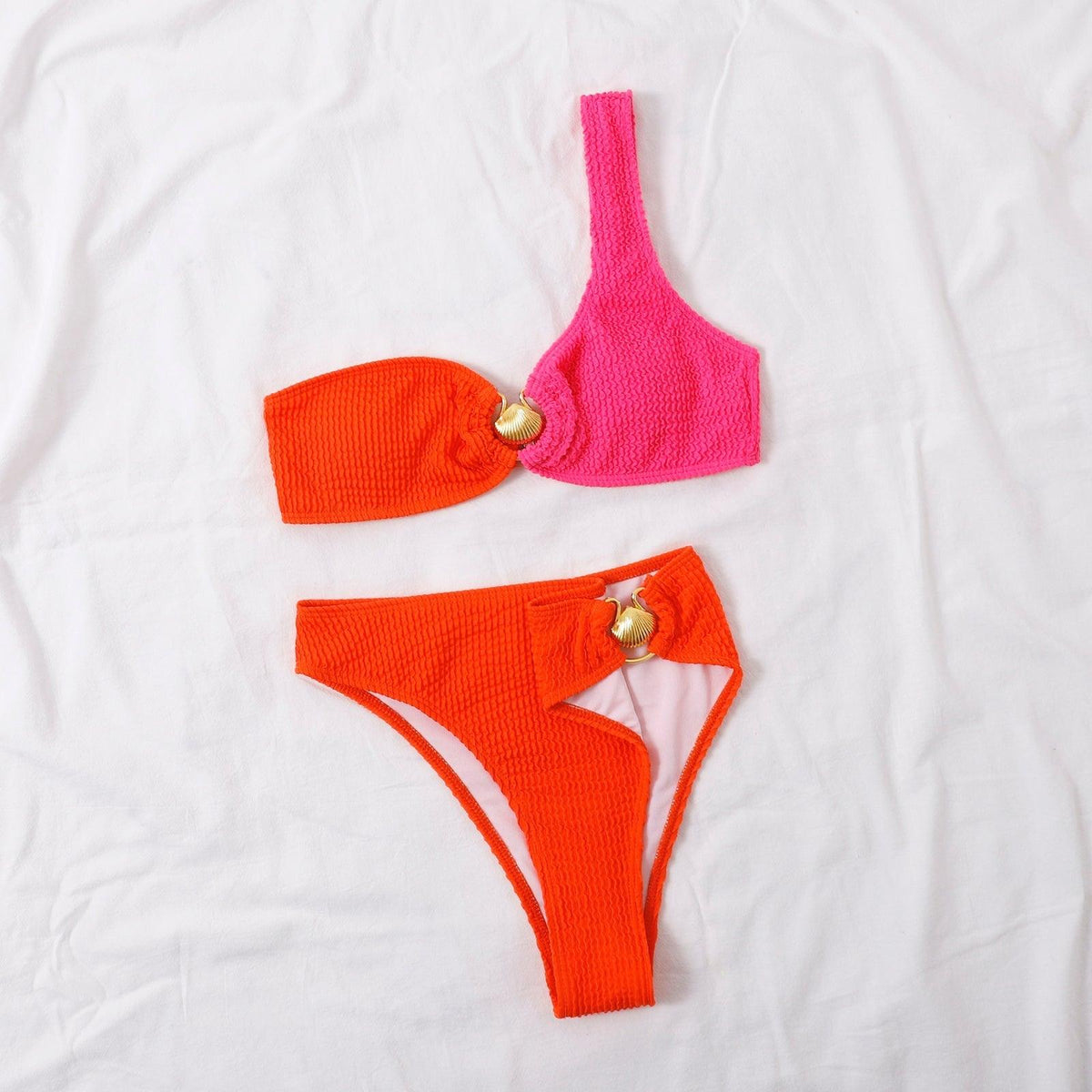 Shell One Shoulder Bikini Sets - GFIT SPORTS