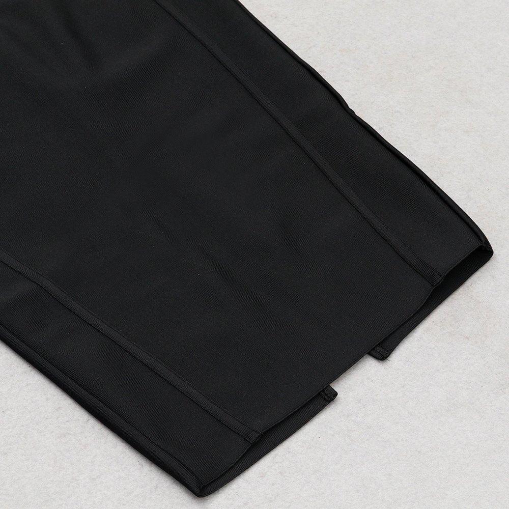 Women's Black Over Knee Bandage Dress - Strappy Sleeveless Chain Detail, Summer Sundress - GFIT SPORTS