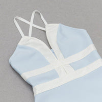 Women's Blue Strappy Sleeveless Striped Bandage Mini Dress - GFIT - GFIT SPORTS