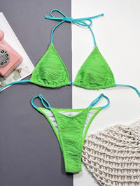 Women's Embossed Stripe Bikini Set - Sexy Two-Piece Swimwear for Beach & Pool - GFIT SPORTS