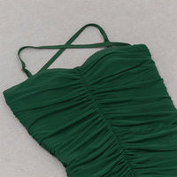 Women's Green Midi Bandage Dress Sleeveless Strappy Wrinkled - GFIT - GFIT SPORTS