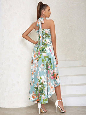 Women's Halter Maxi Bodycon Dress Sleeveless Wrinkled - Elegant Summer - GFIT SPORTS