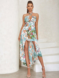 Women's Halter Maxi Bodycon Dress Sleeveless Wrinkled - Elegant Summer - GFIT SPORTS