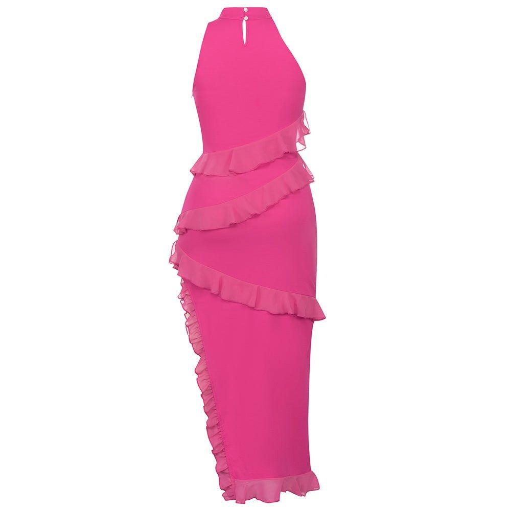 Women's High Neck Sleeveless Maxi Bodycon Dress with Slit - GFIT - GFIT SPORTS