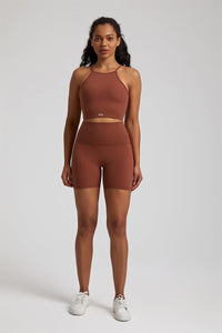 Women's High-Waist Shorts Set with Spaghetti Strap Vest - GFIT 2.0 Activewear - GFIT SPORTS