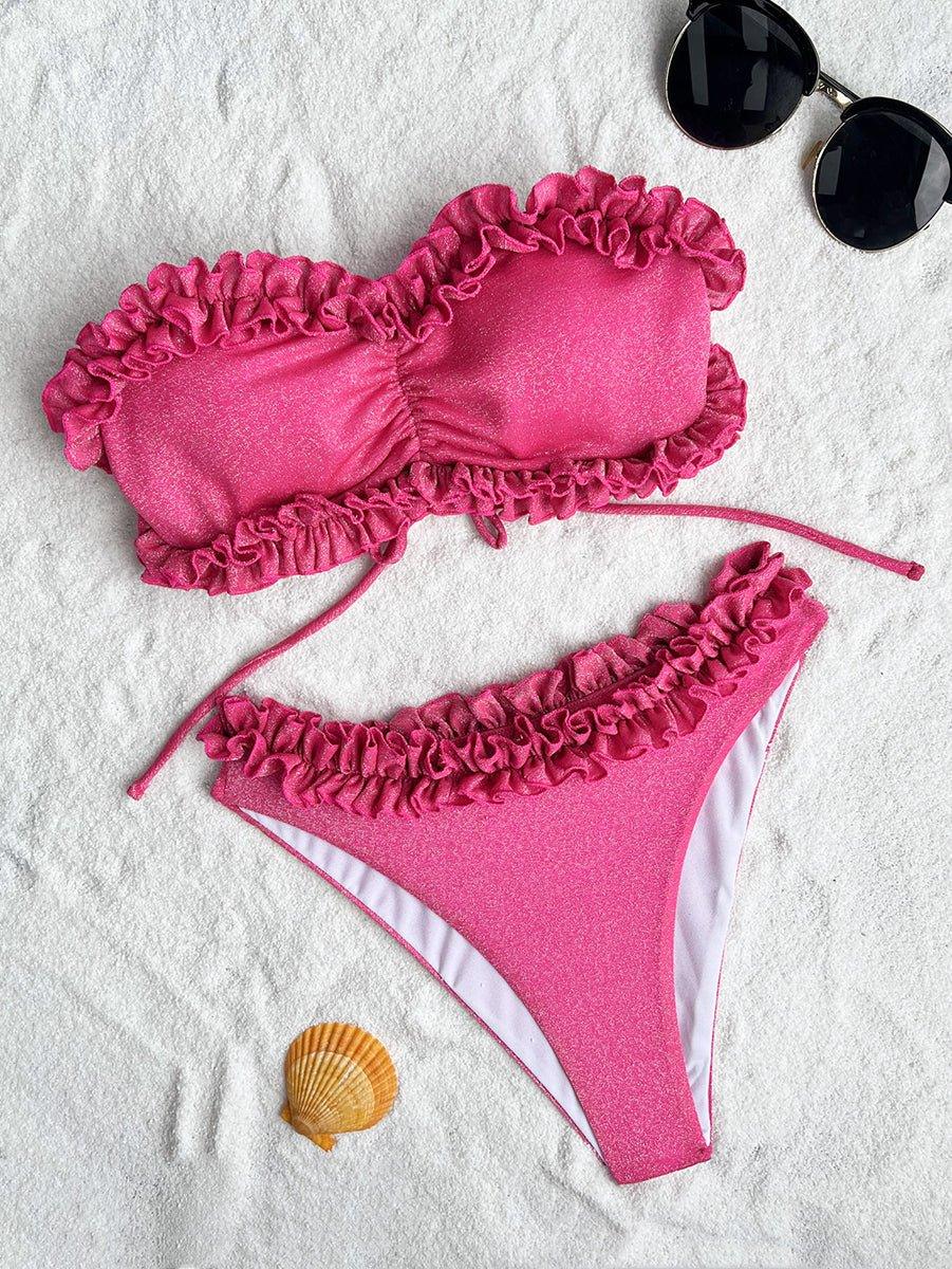 Women's Lace Bandeau Bikini Set - Sexy Swimwear for Beach & Pool - GFIT SPORTS