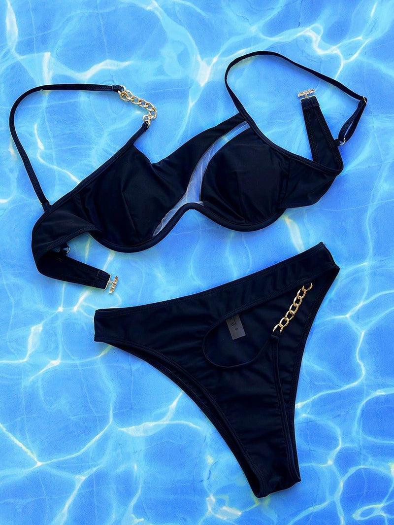 Women's One-Shoulder High-Waist Bikini Set - Sexy Swimwear for Beach & Pool - GFIT SPORTS