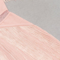 Women's Pink Bodycon Midi Bandage Dress with Tassels - GFIT SPORTS - GFIT SPORTS