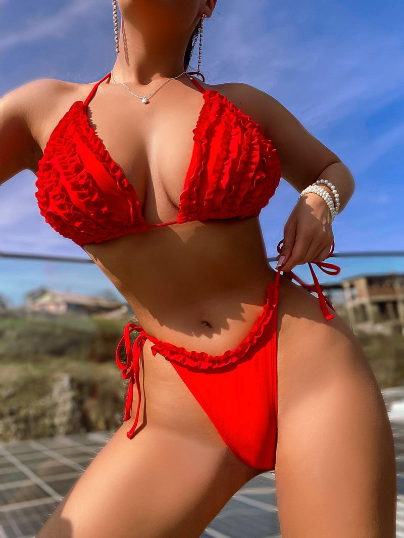 Women's Red Floral Bikini Set - Sexy Swimwear with Tummy Control | GFIT - GFIT SPORTS