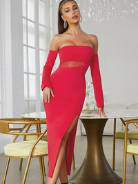 Women's Red Maxi Bodycon Dress - Casual & Formal Summer Wear - GFIT SPORTS