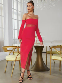 Women's Red Maxi Bodycon Dress - Casual & Formal Summer Wear - GFIT SPORTS