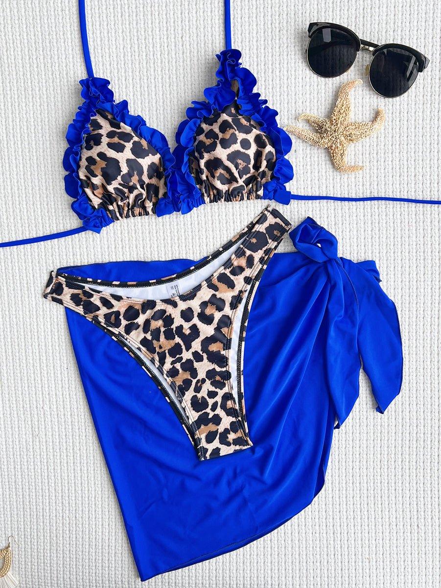 Women's Sexy Lace Leopard Bikini Set with Cover Up - GFIT Beach Swimwear - GFIT SPORTS