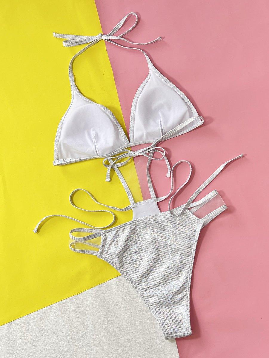 Women's Sexy Lace One-Piece Swimsuit - White Tummy-Control Beachwear - GFIT SPORTS