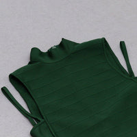 Women's Sleeveless High Neck Striped Midi Bandage Dress - GFIT - GFIT SPORTS