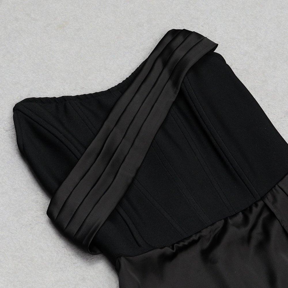 Women's Strapless Frill Maxi Bandage Dress - Casual Black Summer Sundress - GFIT SPORTS
