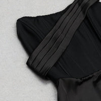 Women's Strapless Frill Maxi Bandage Dress - Casual Black Summer Sundress - GFIT SPORTS