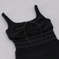 Women's Striped Sleeveless Midi Bandage Dress - Black, Summer Formal Wear | GFIT - GFIT SPORTS