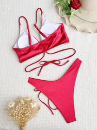 Women's V-Neck Red Bikini Set - GFIT | Sexy Swimwear | Beach & Pool Ready - GFIT SPORTS