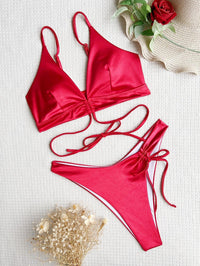 Women's V-Neck Red Bikini Set - GFIT | Sexy Swimwear | Beach & Pool Ready - GFIT SPORTS