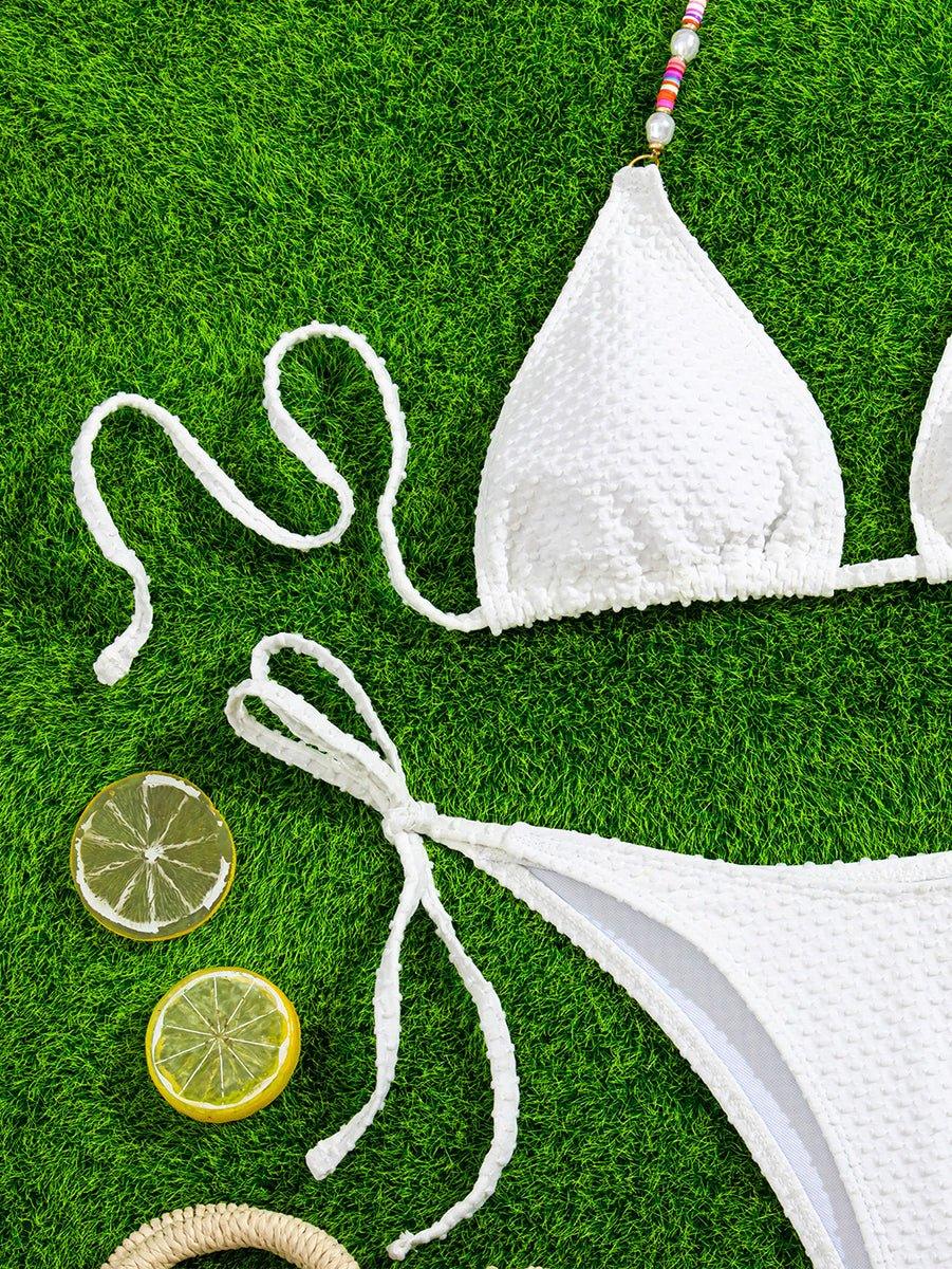 Women's White Bikini Set - Sexy Cutout Swimwear for Beach & Pool - GFIT SPORTS