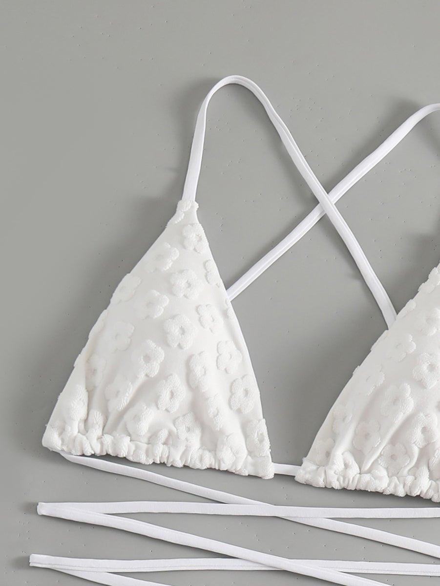 Women's White Jacquard Bikini Set - Sexy Swimwear for Beach & Pool by GFIT - GFIT SPORTS
