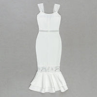 Women's White Lace-Up Midi Bandage Dress | Sleeveless Summer Wedding Guest Attire - GFIT SPORTS