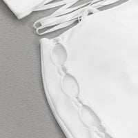 Women's White Strappy Sleeveless Hollow-Out Maxi Bandage Dress - GFIT - GFIT SPORTS