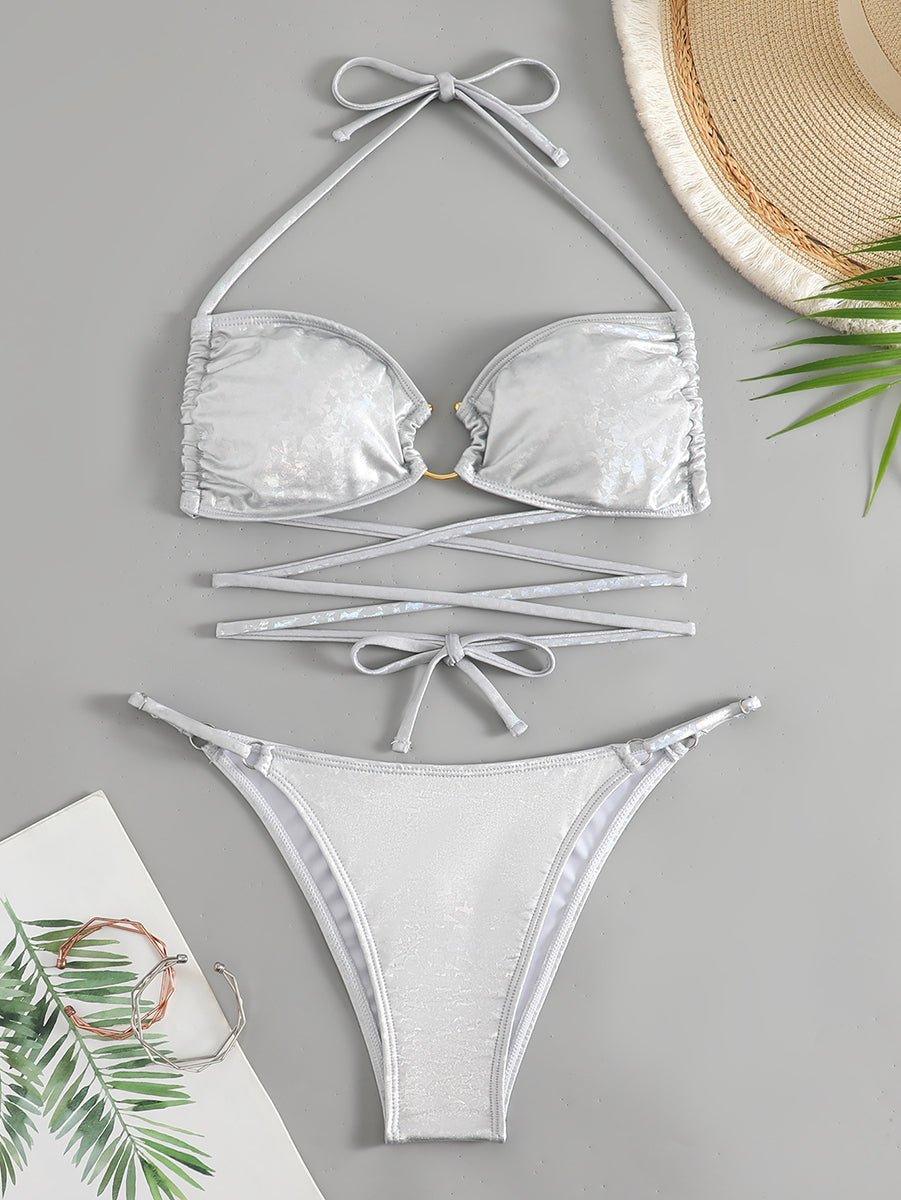 Women's White String Bikini Set - GFIT SPORTS Sexy Swimwear for Beach & Pool - GFIT SPORTS