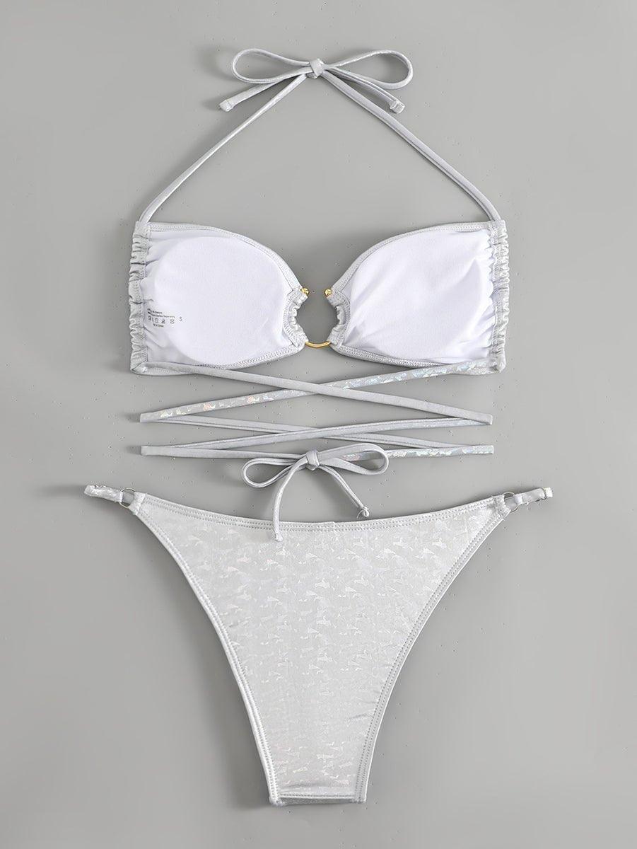 Women's White String Bikini Set - GFIT SPORTS Sexy Swimwear for Beach & Pool - GFIT SPORTS